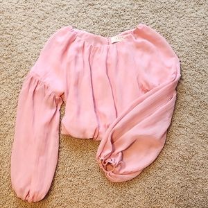 ASTR The Label Pink Flowy Cropped Shirt Size XS